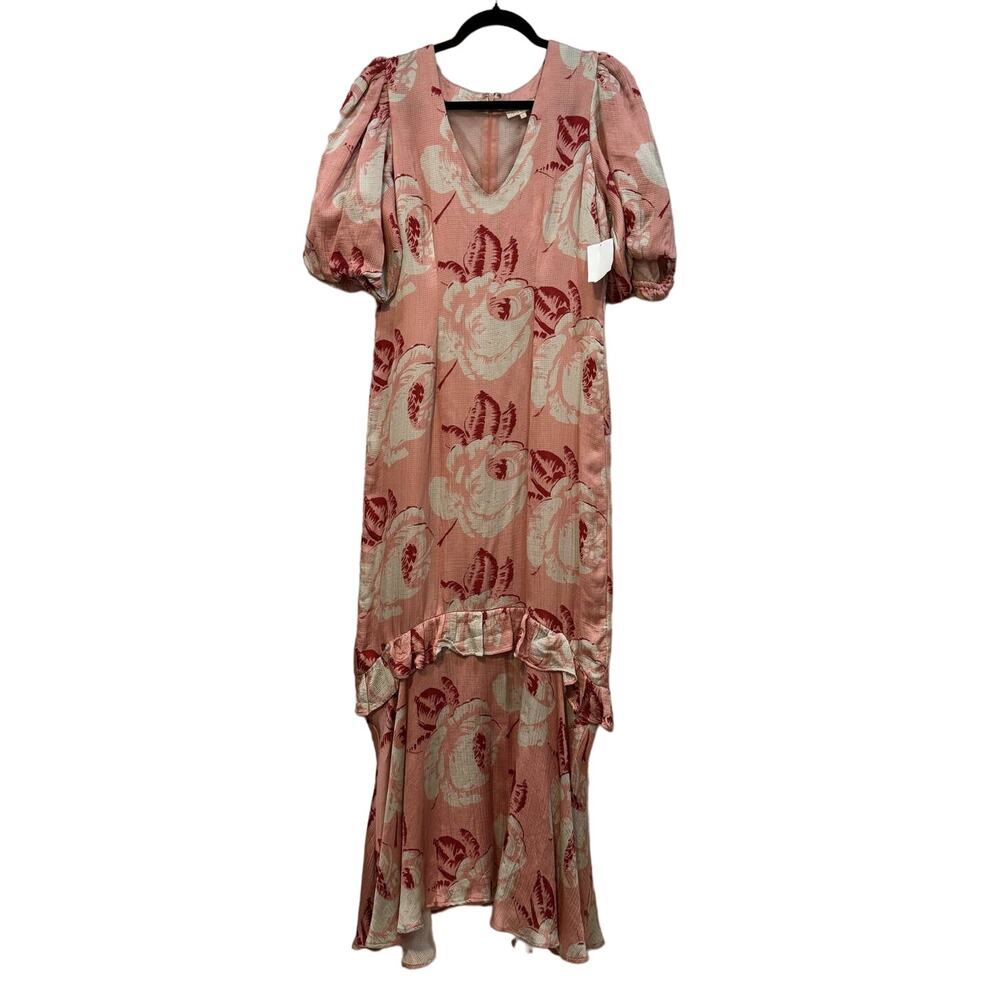 by TIMO $527 Vintage Rose Floral Ruffle Maxi Dress Size L - Picture 4 of 12